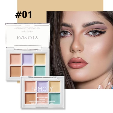 لوحة خافي عيوب البشرة من مي هوم سنتر مكونة من 6 ألوان - تغطي علامات حب الشباب والهالات السوداء، لوحة مكياج لتصحيح الألوان