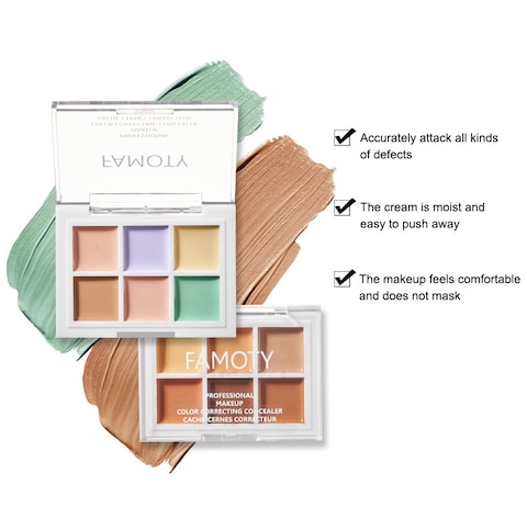 Mei Lifestyle 6 Color Correcting Concealer Palette - Covers Acne Marks Dark Circles, Colour Correcting Makeup Palette, Multicolor