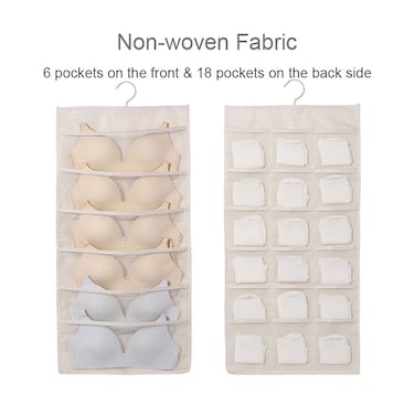 حقيبة تخزين ومنظمة خزانة تعليق مزدوجة الجوانب من Mei Homecenter - حل موفر للمساحة للملابس والإكسسوارات، بيج