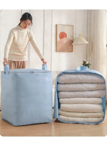 Heavy Duty Moving Bags with Reinforced Handles &amp; Zipper, Foldable Waterproof Storage Bag for Clothes, Bedding, Blankets, Moving Supplies for Dorm, Home, Travel, 300L, Blue
