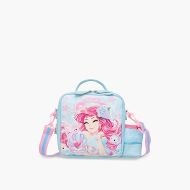 Mermaid- Lunch Bag-With Handle &amp; Strap-Printed-Rectangle (Pvc) Pastel Blue \ 22x10x22