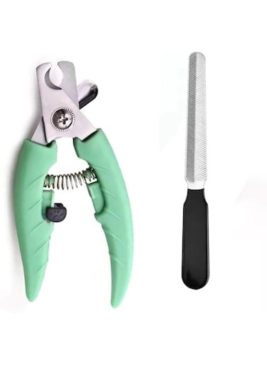 FlawlessPlus Professional Stainless Steel Cat &amp; Dog Nail Clipper with Nail File, Protective Guard, Safety Lock &ndash; Ideal for Puppies, Kittens, and Small Pets