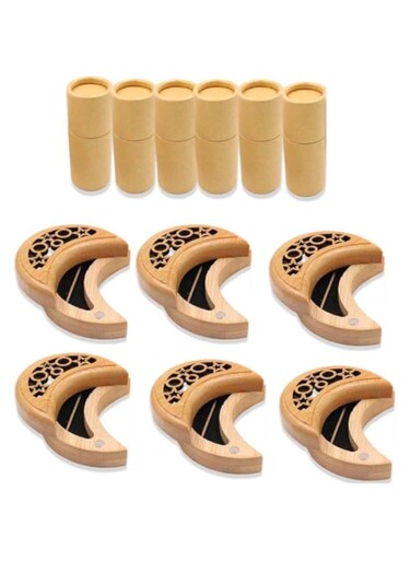 Bakhoor BoSidin Mini Incense Gift Box Moon Design Wooden Burner Cambodian Oud Sticks (6)