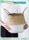 Woven Seagrass Belly Basket with Handles Ideal Wicker Baskets Storage Plant Pot Basket Grocery Basket for Laundry &amp; Picnic &amp; Plant Pot Cover &amp; Beach Bag