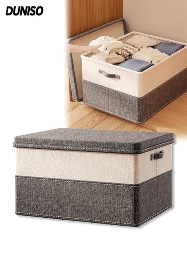 Foldable Closet Organizer Storage Bins Set with Removable Lids &amp; Handles, Large Capacity Collapsible Linen Fabric Box for Bedding, Blankets, Toys (38&Atilde;&mdash;27&Atilde;&mdash;26cm) - Washable, Multi-Use for Bedroom, Closet, Office, Living Room