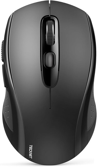TECKNET Bluetooth Mouse, 4000DPI Wireless Mice for Laptop 2-in-1(BT 5.0/3.0+2.4Ghz) Computer Portable PC Mouse Wireless with USB Receiver for Mac (USB-A+Bluetooth), Black