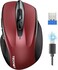 TECKNET Wireless Mouse (BT5.0/3.0 &amp; 2.4G) Rechargeable 4800 DPI Silent USB A &amp; Bluetooth Mouse 6 Buttons, Wide Compatibility - Red
