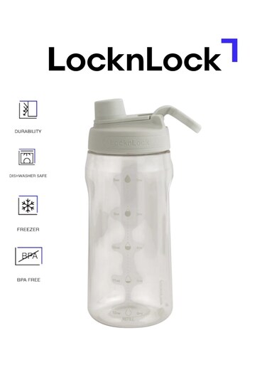 Active 1.5L White Water Bottle - Durable, Easy Grip, Leak-Proof with Hidden Finger Loop