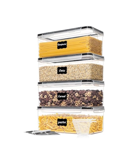. Airtight Food Storage Containers with Lids 4PCS Set 3.2L, Plastic Container Box for Pasta organizer, BPA Free Air Tight House Kitchen Pantry Organization and Storage