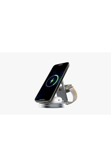 Rotating Base 3-Device Wireless Charger with Fast Charging &amp; Foldable Design
