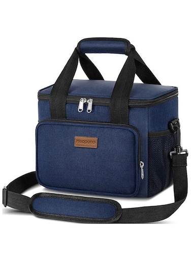 Insulated Lunch Bag for Women/Men - Reusable Lunch Box for Office Work School Picnic Beach - Leakproof Cooler Tote Bag Freezable Lunch Bag with Adjustable Shoulder Strap for Kids/Adult - Navy Blue