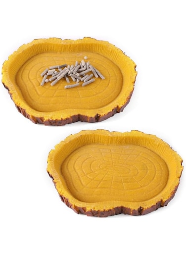 Khazna Reptile Water and Food Bowl Non-toxic BPA Free Resin Craft Shaped Novelty Feeder for Lizards, Tortoise, Snakes and More (2 Pieces)
