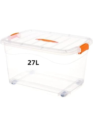 Storage Box with Lid Classic 27L, Plastic Storage Drawers with Lid, Food-Safe Material, Kitchen &amp; Organization, Durable Container for Home &amp; Office