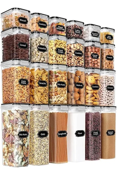 Airtight Food Storage Containers with Lids 24 Pack for Kitchen Organization.