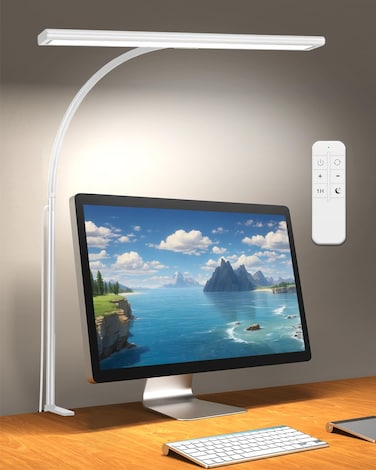 Desk Light with Remote Controller, Dimmable 160 LED Desk Lamps for Home Office, Reading Lamp Clip on Table for Workbench, Drafting, Nail Tech, Sewing, Puzzle, Drawing