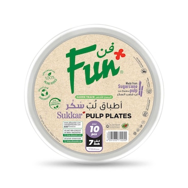 Fun Biodegradable Moulded Fiber Plates White 7inch 10 PCS