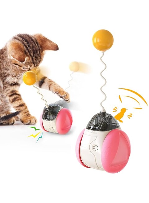 Okbuynow Interactive Cat Chasing Toys Kitten Excercise Toy With Catnip Squeaky Ball (Red), Cattoy02-Rd