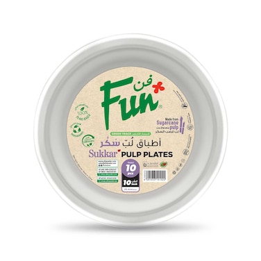 Fun Biodegradable Moulded Fiber Plate White 10inch 10 PCS