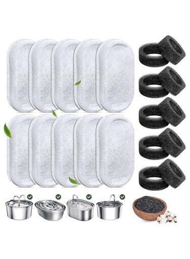 URbazaar 10PCS Cat Water Fountain Filters, Cat Fountain Filter Replacement for 108oz/3.2L &amp; 67oz/2L Cat Water Fountain, Pet Fountain Activated Carbon Replaced Filter