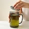 1CHASE Smoky Grey Borosilicate Glass Mug with Handle and Infuser, 450ml, Heat-Resistant Tea and Coffee Mug with Lid, 1Pc
