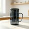 1CHASE Smoky Grey Borosilicate Glass Mug with Handle and Infuser, 450ml, Heat-Resistant Tea and Coffee Mug with Lid, 1Pc
