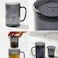 1CHASE Smoky Grey Borosilicate Glass Mug with Handle and Infuser, 450ml, Heat-Resistant Tea and Coffee Mug with Lid, 1Pc