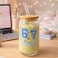 1CHASE 67 Sports Sipper Glass Set of 2 (550ML) &ndash; Borosilicate Can Shaped Glasses with Bamboo Lids &amp; Reusable Glass Straws for Iced Coffee, Smoothies &amp; Juice