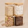 1CHASE Rectangle Glass Storage Containers with Bamboo Lids &ndash; Set of 4, 1100ml Borosilicate Glass Jars for Pantry Storage, Airtight Food Containers for Sugar, Coffee, Pasta, Tea, Candy &amp; Nuts