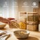 1CHASE Rectangle Glass Storage Containers with Bamboo Lids &ndash; Set of 4, 900ml Borosilicate Glass Jars for Pantry Storage, Airtight Food Containers for Sugar, Coffee, Pasta, Tea, Candy &amp; Nuts