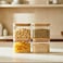 1CHASE Rectangle Glass Storage Containers with Bamboo Lids &ndash; Set of 4, 900ml Borosilicate Glass Jars for Pantry Storage, Airtight Food Containers for Sugar, Coffee, Pasta, Tea, Candy &amp; Nuts