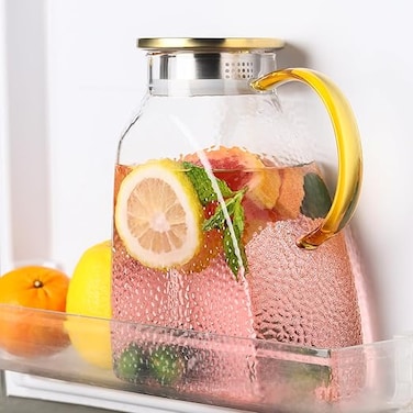 Fridge Door Water Pitcher,1.8 Liter/60oz Glass Pitcher, Ice Tea Pitcher For Fridge, Pitcher Beverage Pitcher Drinking Carafe for Homemade Juice Ice Tea Wine Coffee Milk Lemonade