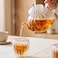 1CHASE Pumpkin Shape Borosilicate Glass Tea Set, 600ml Teapot with Glass Tea Warmer &amp; 6 Double Wall Cups (80ml), Heat Resistant Tea Maker Set for Loose Leaf &amp; Herbal Tea