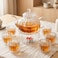 1CHASE Pumpkin Shape Borosilicate Glass Tea Set, 600ml Teapot with Glass Tea Warmer &amp; 6 Double Wall Cups (80ml), Heat Resistant Tea Maker Set for Loose Leaf &amp; Herbal Tea
