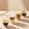 1CHASE Double Wall Borosilicate Glacier Glass Cups 400ML Set of 4, Insulated Clear Coffee &amp; Tea Glasses for Hot and Cold Drinks, Latte, Cappuccino, Milk, Juice Drinkware