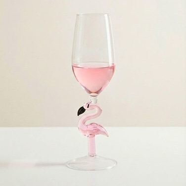 1CHASE Borosilicate Goblet Wine Glass with Flamingo Stem, 330ML Decorative Wine Glass, Heat Resistant Glassware for Red &amp; White Wine, Parties &amp; Gifting (1 Piece)