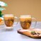 1CHASE Borosilicate But First Coffee Printed Double Wall Glass with Handle 350 ML (Set of 2)