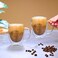 1CHASE Borosilicate But First Coffee Printed Double Wall Glass with Handle 350 ML (Set of 2)