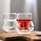 1CHASE Double Wall Insulated Coffee Glass Cup Set, 100ml, Borosilicate Heat Resistant, Modern Curved Design for Hot and Cold Beverages, 2 Piece