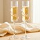 1CHASE Champagne Flute Glasses with Butterfly Design, 180ML Elegant Stemware Set of 2, Clear Glass Sparkling Wine &amp; Prosecco Glasses for Celebrations