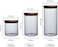 1CHASE Borosilicate Glass Storage Jar Smoky Grey - (Set of 3)   Airtight Food Container with Acacia Wooden Lid   Durable &amp; Stylish Kitchen Storage 600ML, 900ML, 1300ML