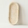 1CHASE Natural Travertine Oval Marble Tray &ndash; Beige Stone Vanity Tray for Jewellery, Perfume &amp; Makeup, Decorative Organizer for Coffee Table, Bathroom Counter &amp; Home D&eacute;cor