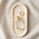 1CHASE Natural Travertine Oval Marble Tray &ndash; Beige Stone Vanity Tray for Jewellery, Perfume &amp; Makeup, Decorative Organizer for Coffee Table, Bathroom Counter &amp; Home D&eacute;cor
