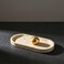 1CHASE Natural Travertine Oval Marble Tray &ndash; Beige Stone Vanity Tray for Jewellery, Perfume &amp; Makeup, Decorative Organizer for Coffee Table, Bathroom Counter &amp; Home D&eacute;cor