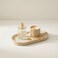 1CHASE Natural Travertine Oval Marble Tray &ndash; Beige Stone Vanity Tray for Jewellery, Perfume &amp; Makeup, Decorative Organizer for Coffee Table, Bathroom Counter &amp; Home D&eacute;cor