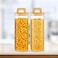1CHASE Square Glass Storage Jars with Acacia Wood Lids &ndash; Set of 2 (1100ml) Airtight Food Storage Containers with Handles for Pantry, Pasta, Oats, Flour, Cookies, Coffee, Rice &amp; More