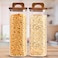 1CHASE Square Glass Storage Jars with Acacia Wood Lids &ndash; Set of 2 (1800ml) Large Pantry Containers with Handle Lids for Pasta, Oats, Flour, Cookies, Coffee, Rice &amp; More