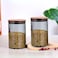 1CHASE Borosilicate Glass Storage Jar Smoky Grey 900ml - (Set of 2)   Airtight Food Container with Acacia Wooden Lid   Durable &amp; Stylish Kitchen Storage (Medium)