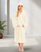 1CHASE Unisex Hooded Bathrobe Vanilla (S/M) &ndash; Premium Cotton, Plush And Absorbent Robe for Adults, Off-White Spa And Hotel Style