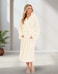 1CHASE Unisex Hooded Bathrobe Vanilla (S/M) &ndash; Premium Cotton, Plush And Absorbent Robe for Adults, Off-White Spa And Hotel Style
