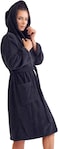 1CHASE Unisex Hooded Bathrobe Black (S/M) &ndash; Premium Cotton, Plush And Absorbent Robe for Adults, Black Spa And Hotel Style